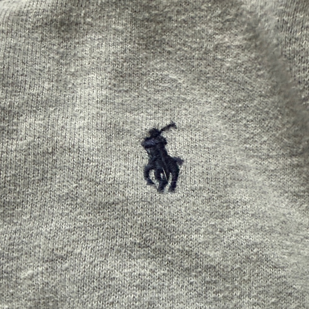 Polo by Ralph Lauren Kids (girls) Light Gray Hoodie with Navy and Pink Accents - Picture 4 of 5